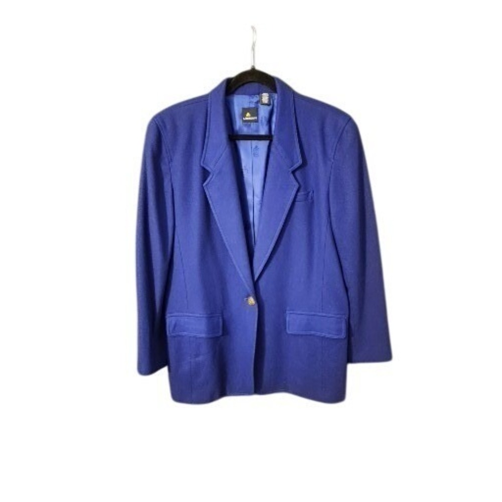 Lizsport Vintage Women's Blue Wool Blazer Single Breasted, 12‎